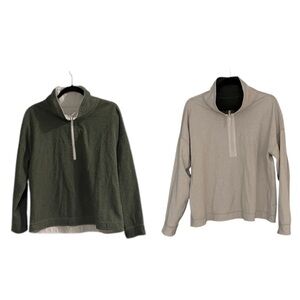 TOMMY BAHAMA Reversible 1/2 Zip Pullover Sweatshirt Green Cream Tan XL